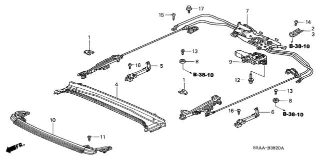 2004 Honda Civic 4 Door EX (SIDE SRS) KA 5MT Roof Slide Components Diagram