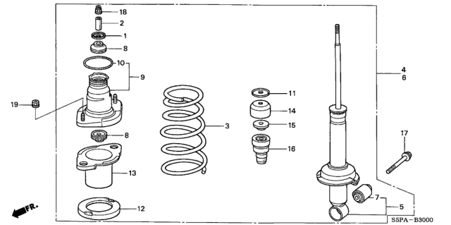 2005 Honda Civic Shock Absorber Assembly, Left Rear Diagram for 52620-S5A-C02