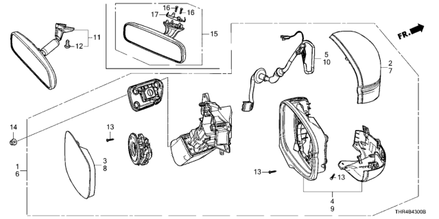 2021 Honda Odyssey Mirror Set, Passenger Side (R1016) Diagram for 76203-THR-A01