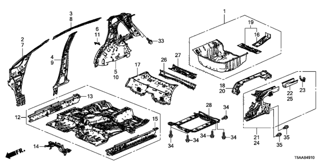 2019 Honda Fit Floor - Inner Panel Diagram