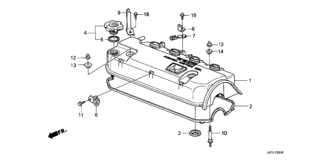 1988 Honda CRX Cylinder Head Cover Diagram