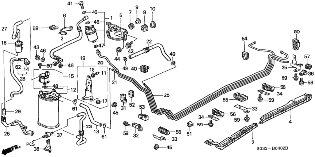 1999 Honda Civic 3 Door DX KA 5MT Fuel Pipe Diagram