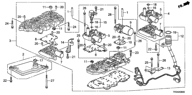 2014 Honda Civic 4 Door MX KL CVT AT Valve Body Diagram