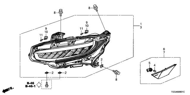 2018 Honda Civic Headlight (LED) Diagram