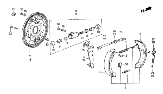 1985 Honda CRX 2 Door HF KH 5MT Rear Brake Shoe Diagram