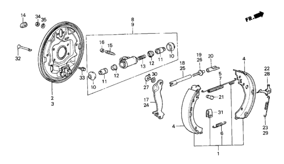 1986 Honda CRX Plate, Left Rear Brake Backing Diagram for 43120-SB2-661