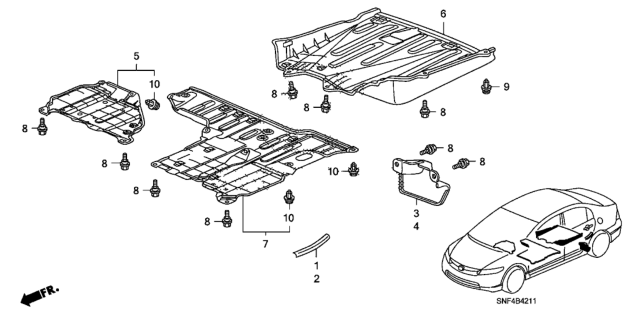 2007 Honda Civic 4 Door GX KA 5AT Under Cover Diagram