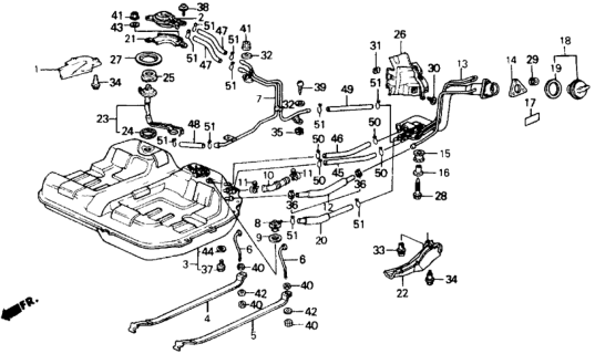 1988 Honda Prelude Tank, Fuel Diagram for 17500-SF1-A35