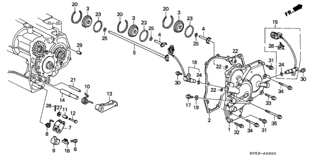 1994 Honda Accord AT Right Side Cover Diagram