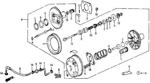 1987 Honda Civic 5 Door 4WD KA 5MT Vacuum Booster Diagram