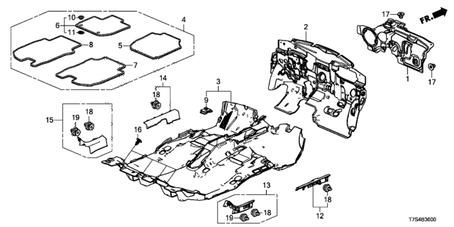 2018 Honda HR-V Carpet Assy., Floor *NH900L* (DEEP BLACK) Diagram for 83301-T7W-A02ZA