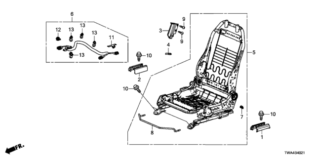 2021 Honda Accord Hybrid Front Seat Components (Right) (Manual Seat) (Tachi-S) Diagram