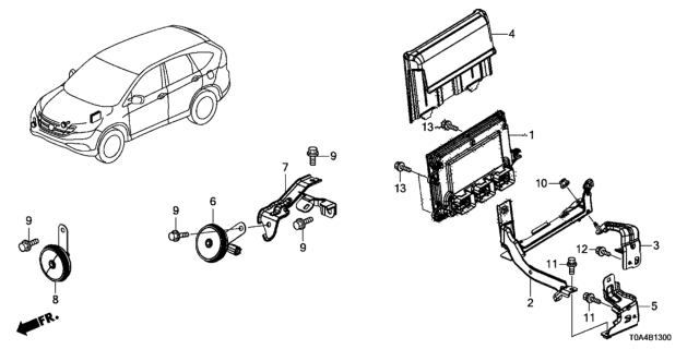 2012 Honda CR-V Control Module, Engine Diagram for 37820-R5A-306