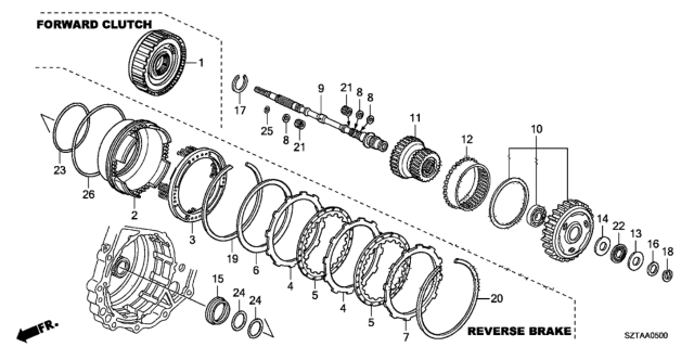 2014 Honda CR-Z AT Input Shaft - Forward Clutch Diagram