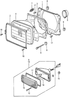 1982 Honda Prelude Light Assy., L. FR. Combination (Stanley) Diagram for 33350-692-672