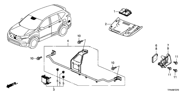 2021 Honda CR-V Hybrid RADAR SUB-ASSY-, R Diagram for 36931-TLA-A21