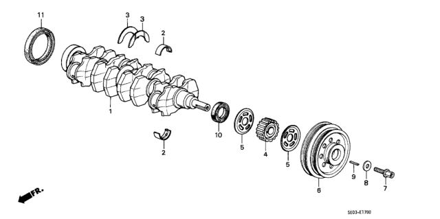 1987 Honda Accord Bearing B, Main (Black) (Daido) Diagram for 13322-PC6-003