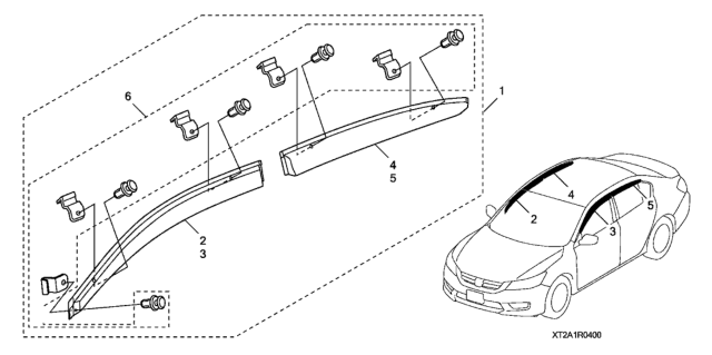 2017 Honda Accord Hardware Kit, Door Visor Diagram for 08R04-T2A-100R1