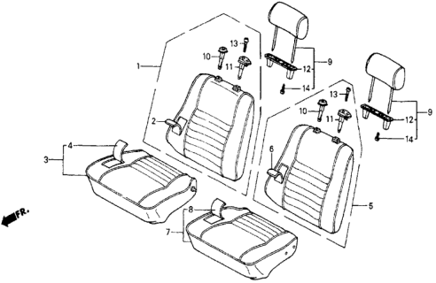 1987 Honda Civic 5 Door 4WD KA 5MT Front Seat Diagram