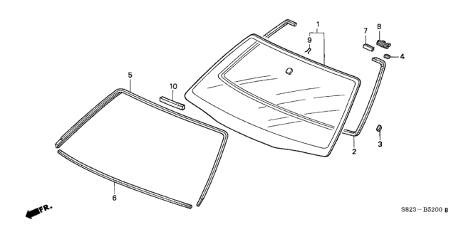 2000 Honda Accord Seal, FR. Windshield Molding (Lower) Diagram for 73127-S0K-000