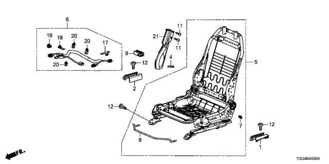 2018 Honda Civic FRAME, R- FR- SEAT Diagram for 81126-TNC-A11