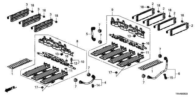 2017 Honda Clarity Electric 4 Door TRNG (CLARITY ELC) KA 1AT Battery Pack Cooler (Rear) Diagram
