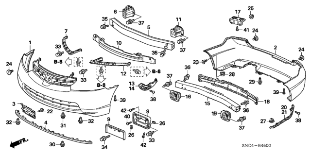 2007 Honda Civic Absorber, FR. Bumper Diagram for 71170-SNA-A00