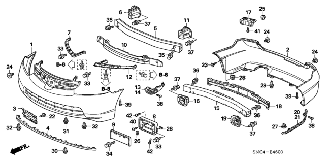 thumbnail image 2 of Front Bumper Absorber For Honda Civic Sedan 2006-2008 - E-Auto HO1070141 / 71170SNAA00 2 of 6