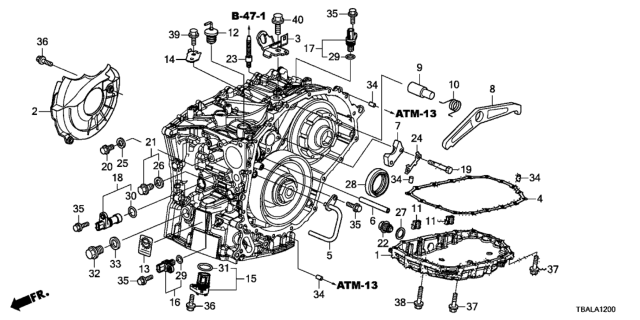 2021 Honda Civic AT Transmission Case Components Diagram