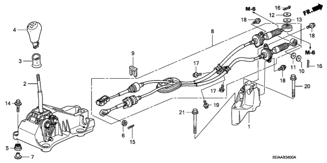 2007 Honda Accord 4 Door EX KA 5MT Shift Lever (L4) Diagram