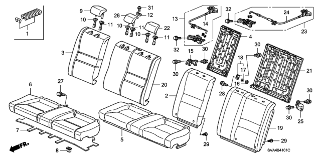 2009 Honda Civic 2 Door EX-L (NAVIGATION) KA 5MT Rear Seat Diagram
