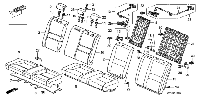 2007 Honda Civic Cable, L. RR. Seat Diagram for 82621-SVA-013