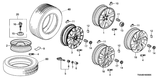 2013 Honda CR-V Wheel, Disk Al 17X Diagram for 42700-T0A-A82