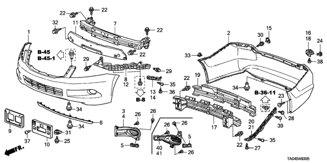 2008 Honda Accord Face, Rear Bumper (Dot) Diagram for 04715-TA0-A91ZZ