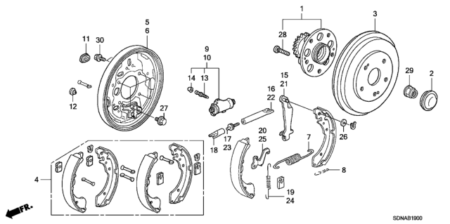 2007 Honda Accord 2 Door LX KA 5MT Rear Brake (Drum) Diagram
