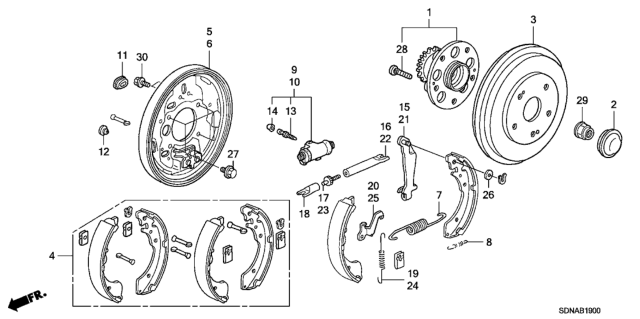 2007 Honda Accord Rear Brake (Drum) Diagram