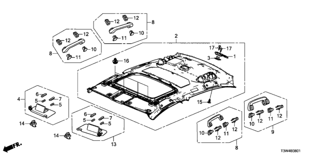 2014 Honda Accord Hybrid Roof Lining Diagram