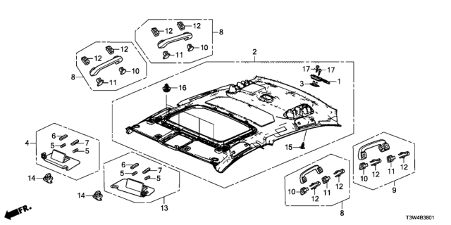 2017 Honda Accord Hybrid Roof Lining Diagram