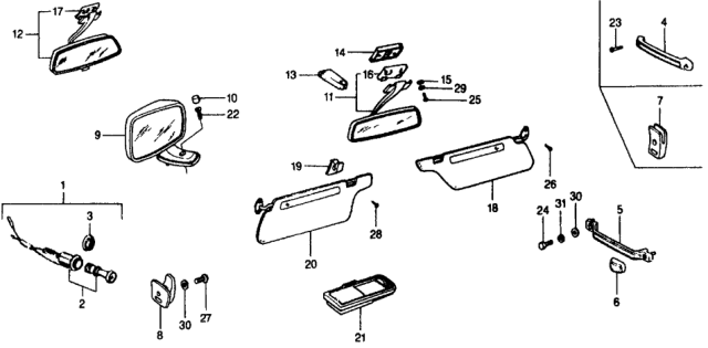 1978 Honda Civic Base, Rearview Mirror *YR24L* (Murakami) (PALE BROWN) Diagram for 88145-657-602ZB