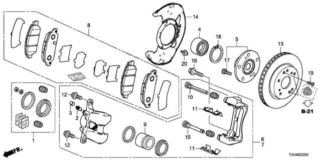 2014 Honda Accord Hub Assembly, Front Diagram for 44600-T2A-A00