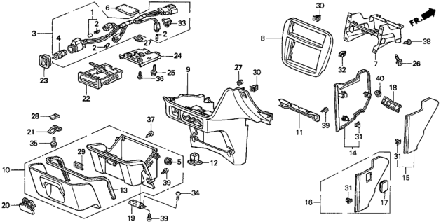 1998 Honda Odyssey 5 Door LX (7 SEATS (3PB)) KA 4AT Console Diagram