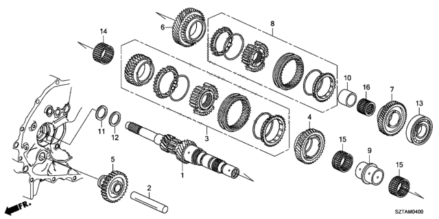 2015 Honda CR-Z Gear, Mainshaft Sixth Diagram for 23591-RTX-B00