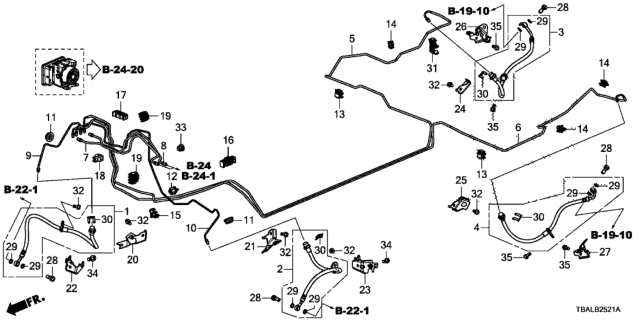 2020 Honda Civic Pipe X, Brake Diagram for 46377-TEG-A00