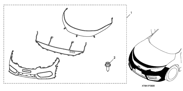 2017 Honda Civic 4 Door EX (TURBO/SENSING) KA CVT Nose Mask (Full) Diagram