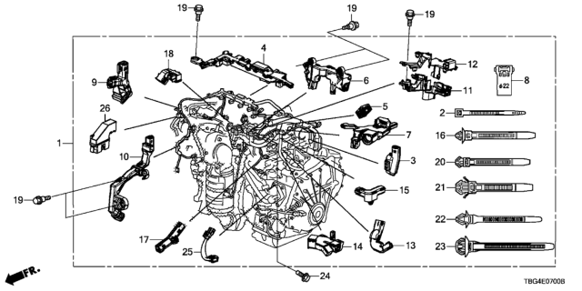 2018 Honda Civic Wire Harness, Engine Diagram for 32110-5AM-A00