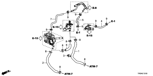 2013 Honda Civic Water Hose (1.8L) Diagram