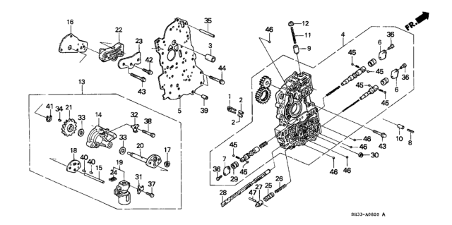 1988 Honda Civic AT Main Valve Body Diagram