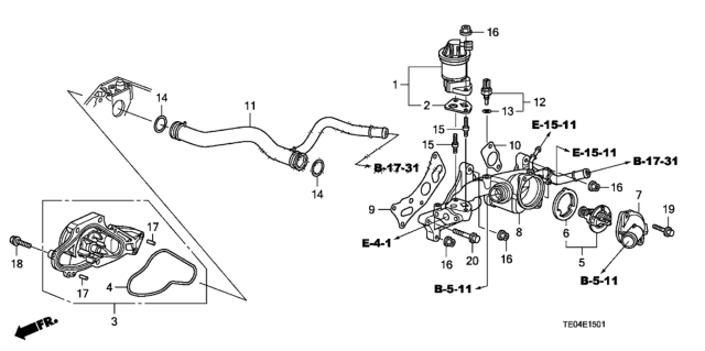 2008 Honda Accord Gasket, Water Pump (Magna Powertrain) Diagram for 19222-R70-A11