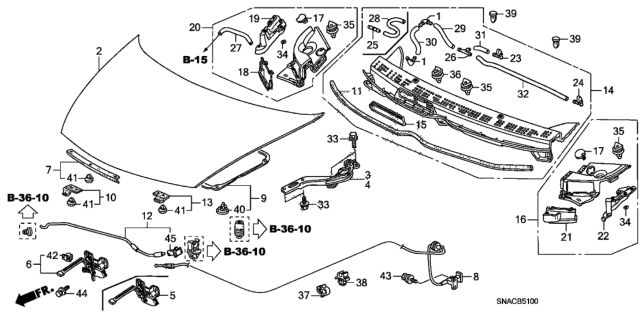 2010 Honda Civic Wire Assembly, Hood (Sienna Beige) Diagram for 74130-SNA-A01ZG