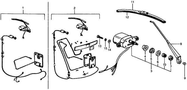 1978 Honda Civic Rubber, Windshield Wiper Blade Diagram for 38452-634-921